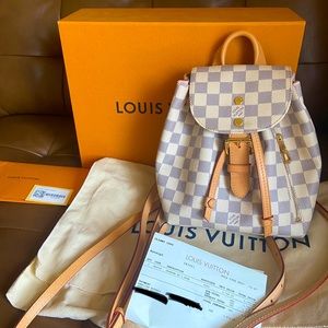 Louis Vuitton Beige and Light Brown Checkered Backpack